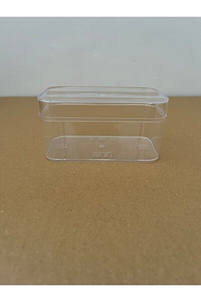 PARLAPACK Plastik Tatlı Kasesi Sunum Kasesi 270cc Dikdörtgen Mika Kase 10'lu Kapaklı Tatlı,Meze,Dondurma