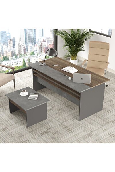 Yurupa Navaris Ab Ofis Masası Sehpa Ofis Büro Masa Takımı Kahve-beton-antrasi...