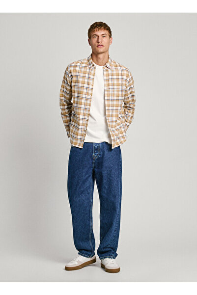 Pepe Jeans Regular Fit Bej Erkek Gömlek PM308732-840 MANEL