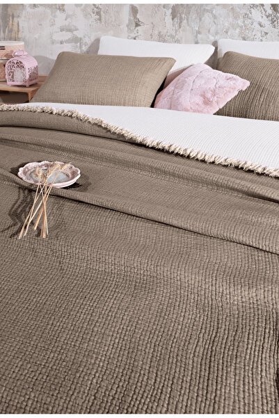 destinyhometex Кафява 6-слойна муселинена единична завивка 170x230/1 брой 50x70 см калъфка за възглавница 6-слойна многослойна муселинена