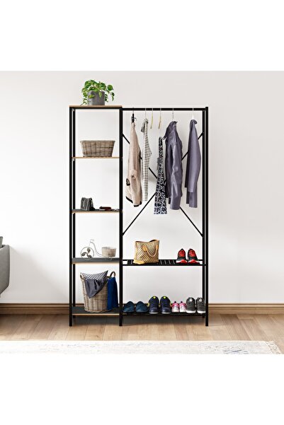 Kollektiv Home Metal Ayaklı Mdf Raflı Askı Elbise Askısı Çok Amaçlı Dolap Gardrop