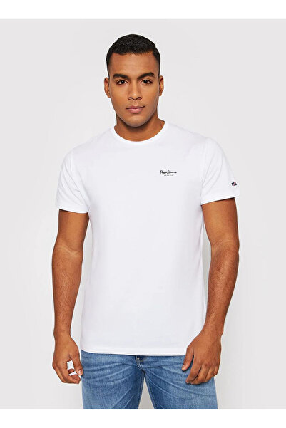 Pepe Jeans Bisiklet Yaka Beyaz Erkek T-Shirt PM508212-800 ORIGINAL BASIC 3 N