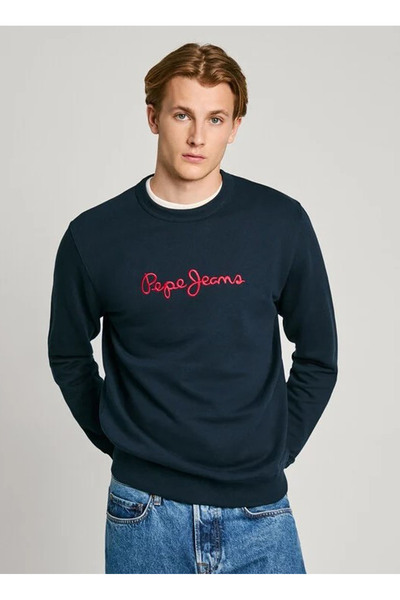 Pepe Jeans Bisiklet Yaka Lacivert Erkek Sweatshırt PM582715-594 NEW JOE CREW
