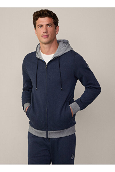 Hackett Kapüşon Yaka Koyu Lacivert Erkek Sweatshırt HM581287