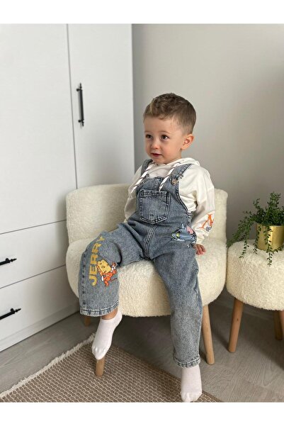 Mişsa Bebe Children's Jeans Salopet Loose Cut Denim 3-6 Years Old 2 Pieces