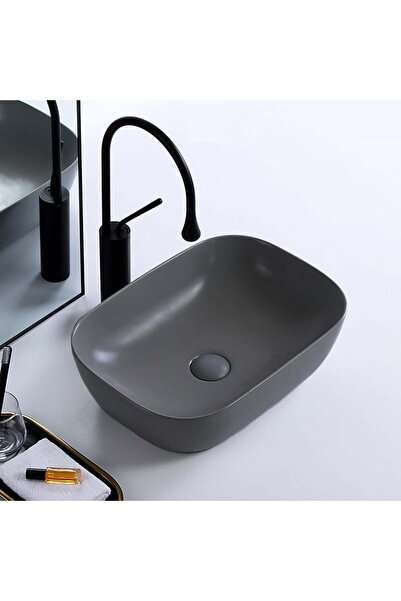 Sanlux Countertop Washbasin, Dark Grey, Modern Design, Semi-round VST18