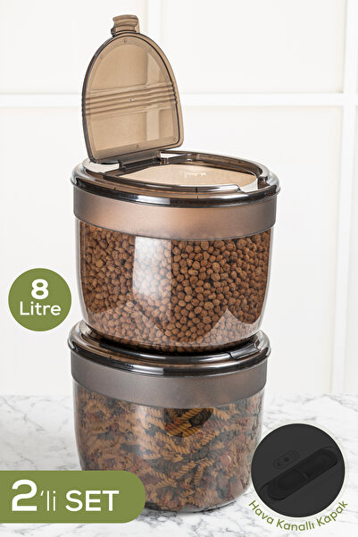 Vienev 2-Piece 8 Liter Large Size Plastic Storage Container – Anthracite Lid and Body