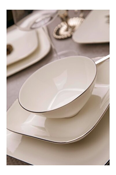 Kütahya Porselen BNMNS24Y2530 Bone Minas 24 Parça 6 Kişilik Yemek Takımı Platin