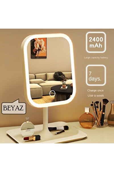 Duffa Şarjlı Led Işıklı Makyaj Aynası Led Dokunmatik Makyaj Aynası Oynar Başlıklı 3 Modlu Usb Şarjlı