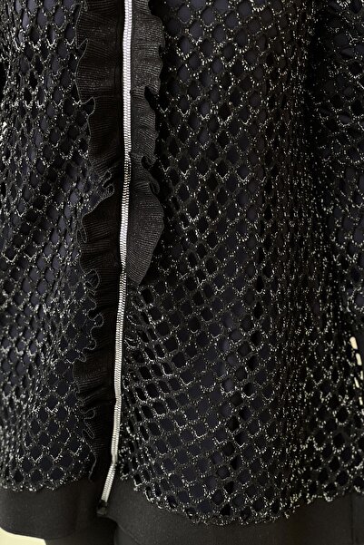 Ghisa Ruffled Front Zippered Mesh Jacket Cap