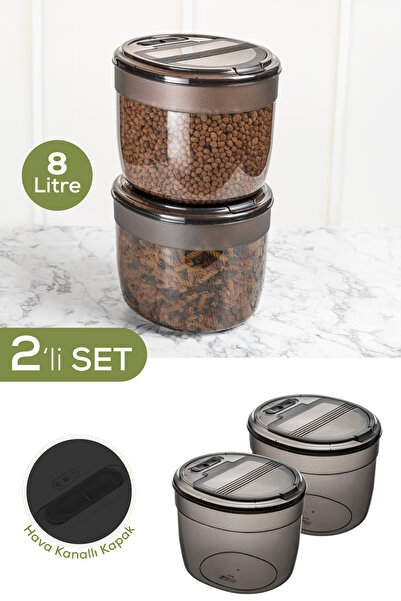 Vienev 2-Piece 8 Liter Large Size Plastic Storage Container – Anthracite Lid and Body
