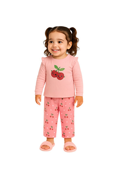 luay طقم ملابس منسق مطبوع عليه كرز من الخيزران بنسبة 100% | تيشيرت بأكمام طوي...