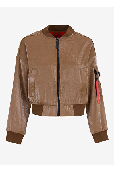 Discovery Expedition D5SL-MNT3525 Kahve Bisiklet Yaka Relaxed Baskılı Kadın Mont