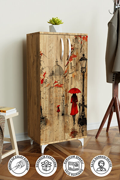 Hediyeler Kapında Red dressed women 3 Raflı Çok Amaçlı Dolap Mutfak Salon Ban...