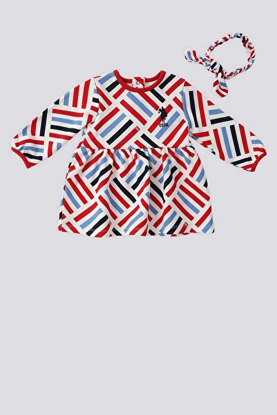 U.S. Polo Assn. U.S. Polo Assn Krem Çizgili Bebek Elbise