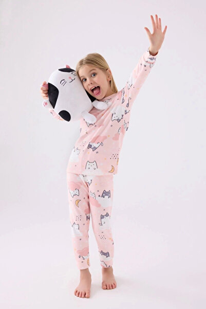 Rolypoly Kız Çocuk Pembe Uzun Kol Pijama Takım