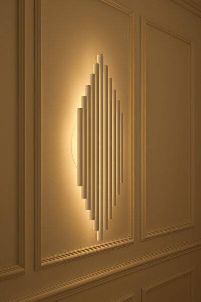 avizade Nox Beyaz Pilli Aplik | Sarı Işık Yayan Duvar Tipi Dekoratif Lamba