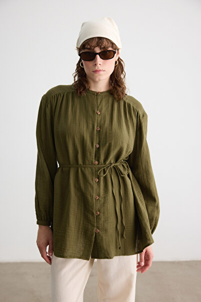 BE BLUE ΠΟΥΚΑΜΙΣΟ ΜΟΥΣΛΙΝΑ ΜΕ ΞΥΛΙΝΟ ΚΝΟΚΚΙ