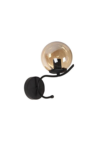 avizade MERLA Siyah Metal Tekli Bal Cam Pilli Aplik-Minimalist Duvar Lambası-Modern Duvar Aydınlatma