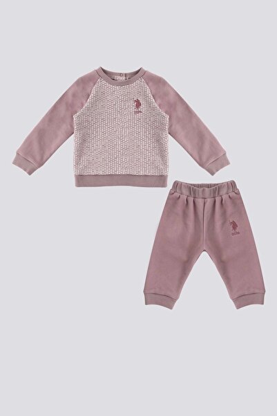 U.S. Polo Assn. Βρεφικό σετ 2 τεμ. U.S. Polo Assn Pink Ribbed