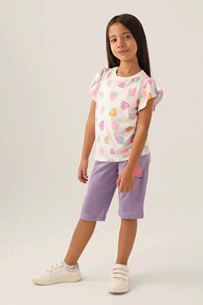 Rolypoly Girl's capri set - cream blue