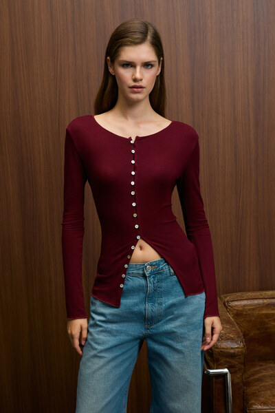 GRIMELANGE SILLARIE Жіноча блуза з довгими рукавами з еластичної тканини на ґ...