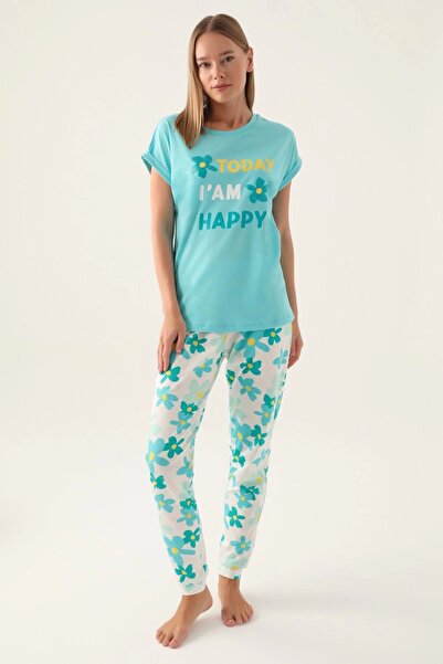 Rolypoly Kız Çocuk Mavi Kısa Kol Pijama Takım