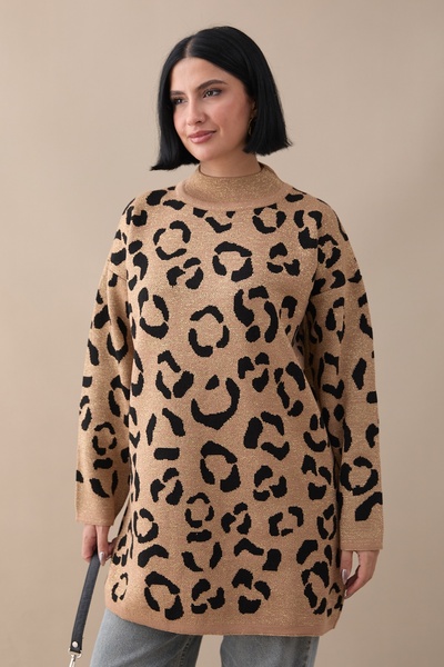 InStyle Πλεκτό πουλόβερ με ασημί σχέδιο Camel
