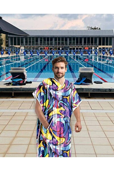 sporsuit Πετσέτα Poncho Melas Unisex για Προπόνηση Κολύμβησης, Θάλασσα, Πισίνα, με κουκούλα, για τα Καλοκαιρινά και Χειμερινά Πρωτάθλημα