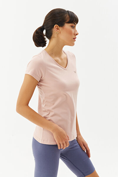bilcee Γυναικείο κοντομάνικο μπλουζάκι με λαιμόκοψη V 100% βαμβάκι 8087