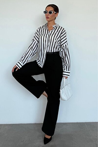 Madmext Siyah Yüksek Bel Kadın Palazzo Pantolon MG2506