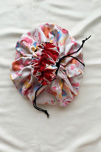 MODAZEY Kedi Desenli Büzgülü Makyaj Çantası