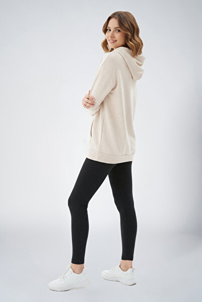 bilcee Cream Hooded Cotton Women's Sports Sweatshirt - Kangaroo Pocket 8785