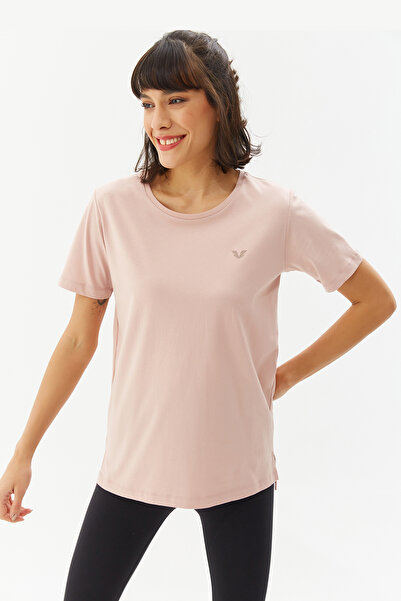 bilcee Γυναικεία κρέμα 100% βαμβακερή βασική λαιμόκοψη με κοντό μανίκι μπροστά κοντό πίσω μακρύ μπλουζάκι casual 9242