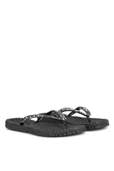 Ilse Jacobsen BLACK CHEERFUL03G - SİYAH TAŞLI PARMAK ARASI TERLİK