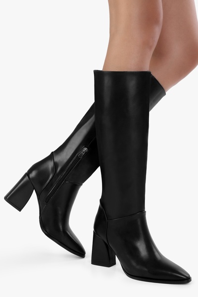 Shoeberry Dámské černé kožené kozačky Tiago