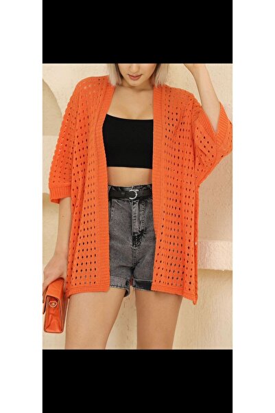 URUMDAY Knitwear Perforated Buttonless Sizeless Cardigan