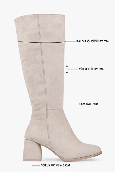 Shoeberry Női Kiella bézs velúr sarkú csizma bézs velúr