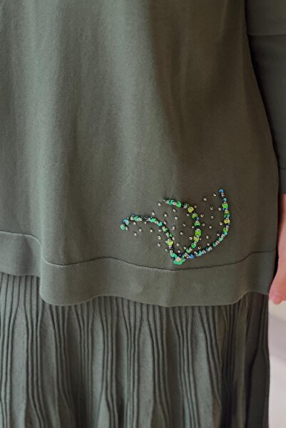 Nuss Mercerized Suit with Bead Embroidered Pleated Skirt