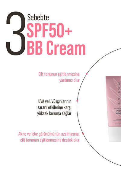 Skin Sensual SPF50+ PA++++ Kapatıcı BB Krem Medium 50 ml | Leke Karşıtı, Aydınlık Cilt Görünümü | UVA+UVB Koruma