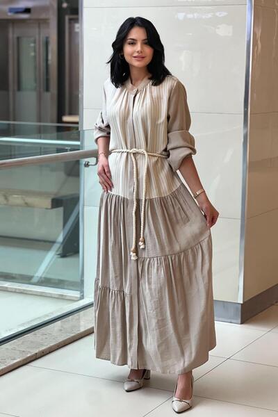 Nuss فستان بحزام على شكل حبل مخطط عموديًا