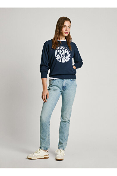 Pepe Jeans Yuvarlak Yaka Baskılı Lacivert Kadın Sweatshırt PL581478