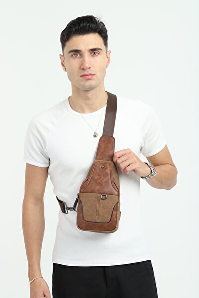 en deri Canvas Multi-Compartment Casual Crossbody Shoulder Bag