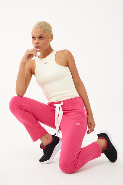 bilcee Kadın Fuşya Dar Paça Organik Pamuklu Spor Eşofman Altı 0667