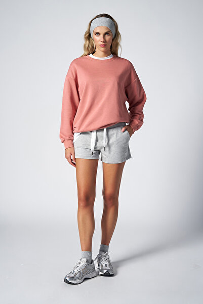 bilcee Women's Gray Melange Drawstring Organic Cotton Short Fit Sports Shorts 0665