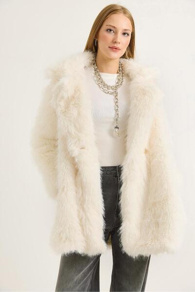 Raneel Kazançlı Alışveriş Suni Kürk Premium Ara Boy Mont / Kaban