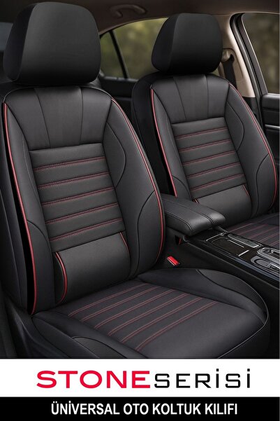 GM-DESIGN Stone Üniversal Deri Oto Koltuk Kılıfı - Bel Destekli -  5 Koltuk T...