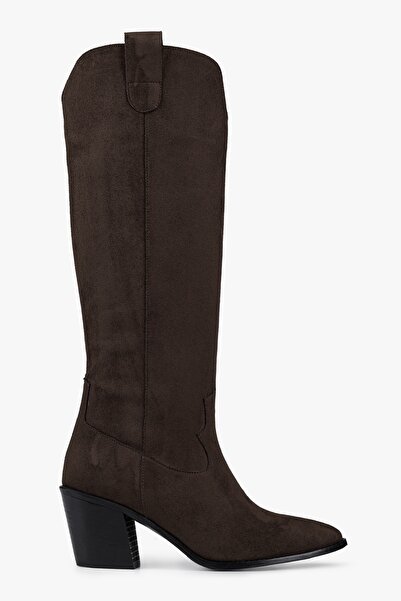 Shoeberry Rebel Γυναικείες Μπότες Cowboy Suede - Bitter Brown