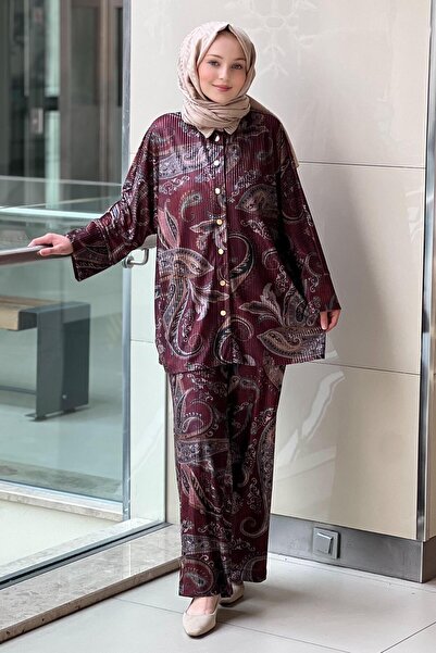 Ghisa Shawl Patterned Shirt Pants Set