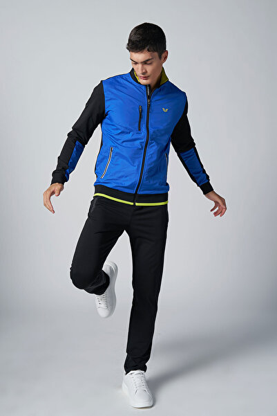 bilcee Erkek Sax Dik Yaka Dokumalı Örme Eşofman Takım 1572